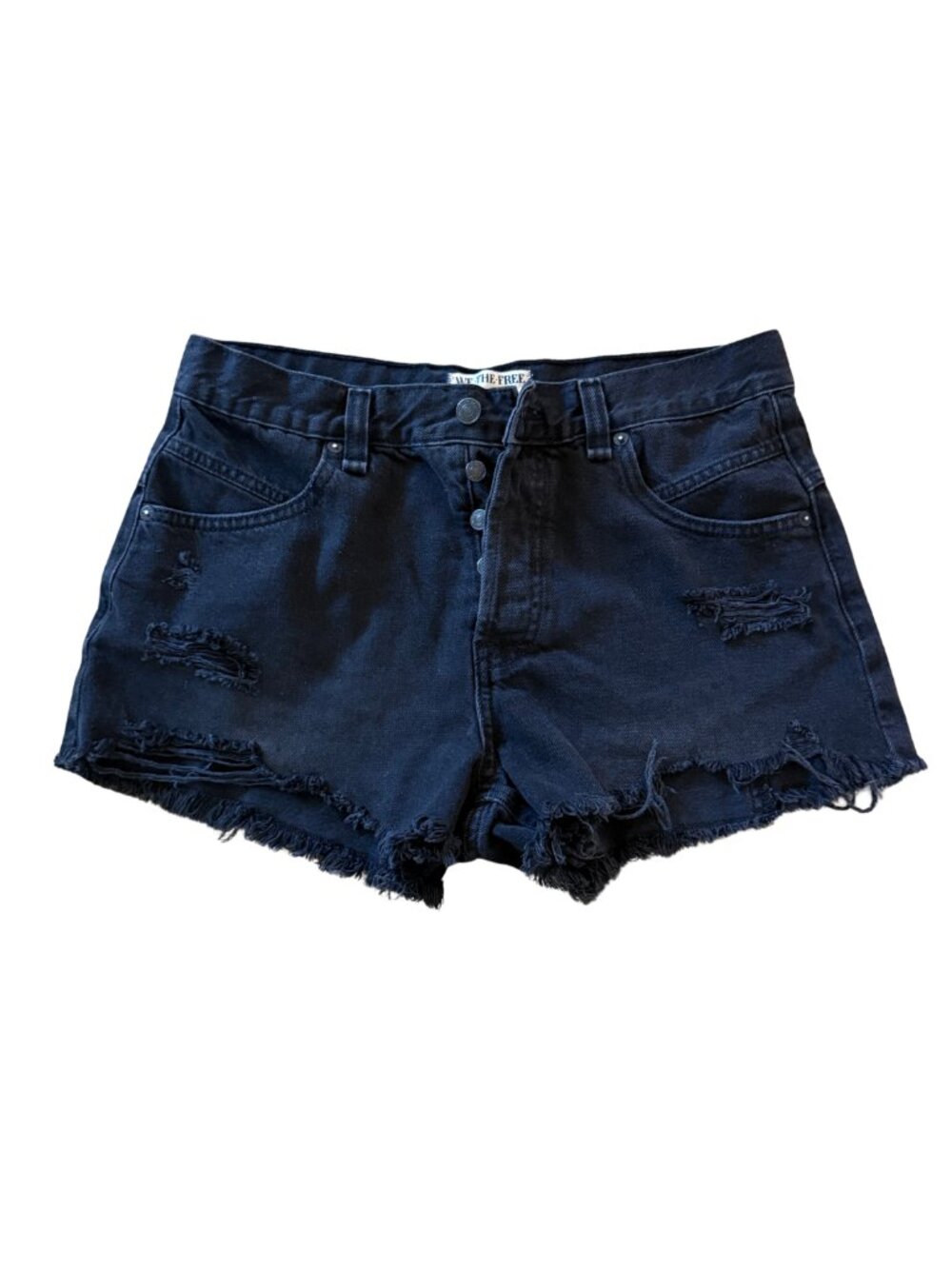 We The Free - EUC - "NOW OR NEVER" Black Denim shorts